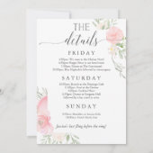 Bachelorette Weekend Itinerary Pastel Blush Kaart (Achterkant)