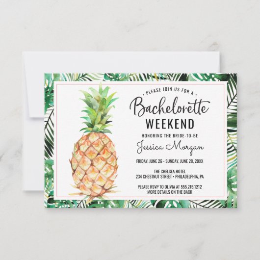 Bachelorette Weekend Itinerary Pineapple Tropisch Kaart (Voorkant)