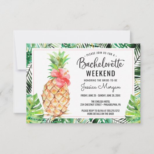 Bachelorette Weekend Itinerary Pineapple Tropisch Kaart (Voorkant)