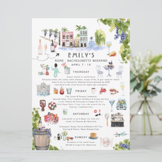 Bachelorette Weekend Itinerary | Rome, Italië Kaart (Staand voorkant)