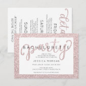 Bachelorette Weekend Itinerary Rosé Gold Invite Kaart (Voorkant / Achterkant)