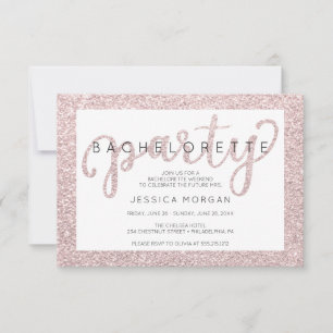 Bachelorette Weekend Itinerary Rosé Gold Invite Kaart