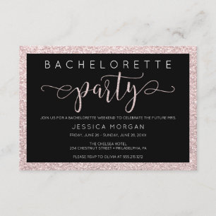 Bachelorette Weekend Itinerary Rosé Gold Invite Kaart