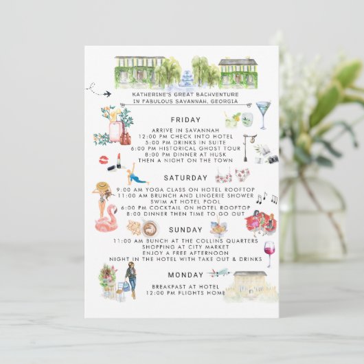 Bachelorette Weekend Itinerary | Savannah, Georgië Kaart (Staand voorkant)