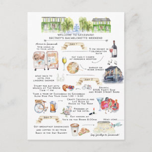 Bachelorette Weekend Itinerary   Savannah, Georgië Uitnodiging Briefkaart