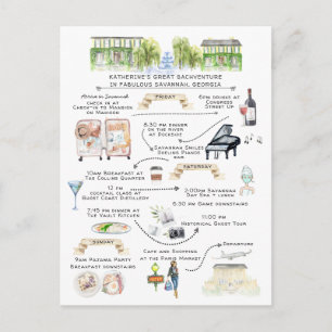 Bachelorette Weekend Itinerary   Savannah, Georgië Uitnodiging Briefkaart