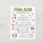 Bachelorette Weekend Itinerary | Savannah, Georgië Uitnodiging Briefkaart (Voorkant / Achterkant)