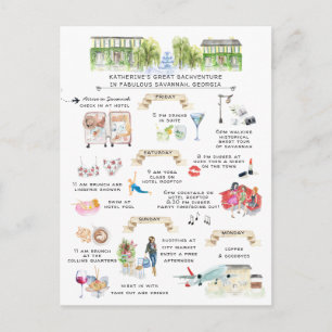 Bachelorette Weekend Itinerary   Savannah, Georgië Uitnodiging Briefkaart