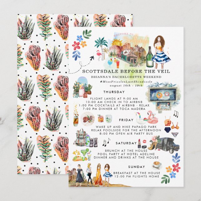 Bachelorette Weekend Itinerary | Scottsdale AZ (Voorkant / Achterkant)