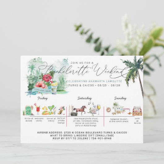 Bachelorette Weekend Itinerary | Turks- en Caicose Kaart (Staand voorkant)