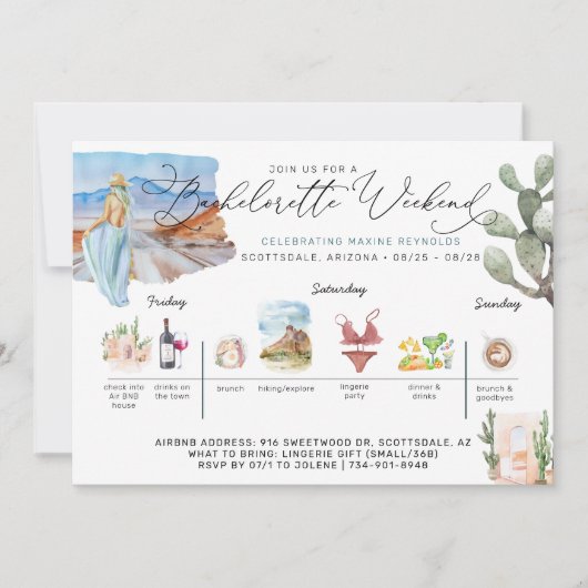 Bachelorette Weekend Itinerary | woestijncactus Kaart (Voorkant)