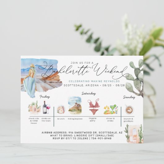 Bachelorette Weekend Itinerary | woestijncactus Kaart (Staand voorkant)