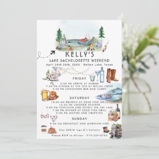 Bachelorette Weekend Itinerary | Zomerkamp Kaart (Staand voorkant)