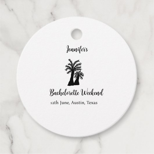 Bachelorette weekend kokosboom club voeg naam toe  bedankjes labels (Voorkant)