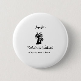 Bachelorette weekend kokosboom club voeg naam toe  ronde button 5,7 cm