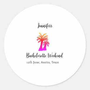 Bachelorette weekend kokosboom club voeg naam toe  ronde sticker