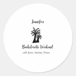 Bachelorette weekend kokosboom club voeg naam toe  ronde sticker