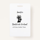 Bachelorette weekend kokospalm club voeg naam toe  badge (Achterkant)