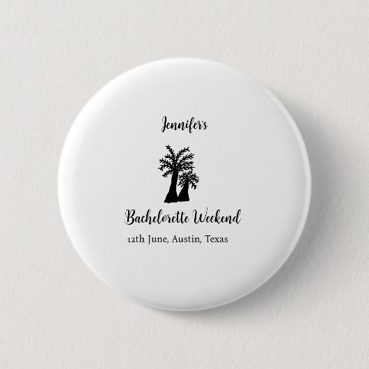 Bachelorette weekend kokospalm club voeg naam toe  ronde button 5,7 cm (Voorkant)