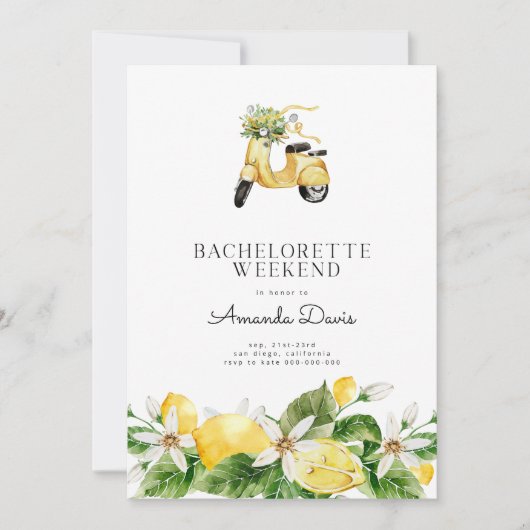 Bachelorette Weekend Lemon Mediterranean Yellow Kaart (Voorkant)