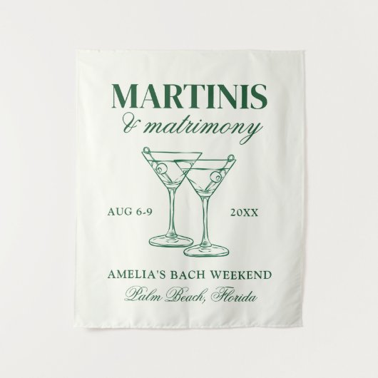 Bachelorette-weekend: Martinis & Huwelijk Wandkleed (Voorkant)