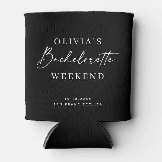 Bachelorette Weekend | Minimalist Elegant Black Blikjeskoeler (Voorkant)