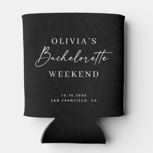 Bachelorette Weekend | Minimalist Elegant Black Blikjeskoeler (Achterkant)