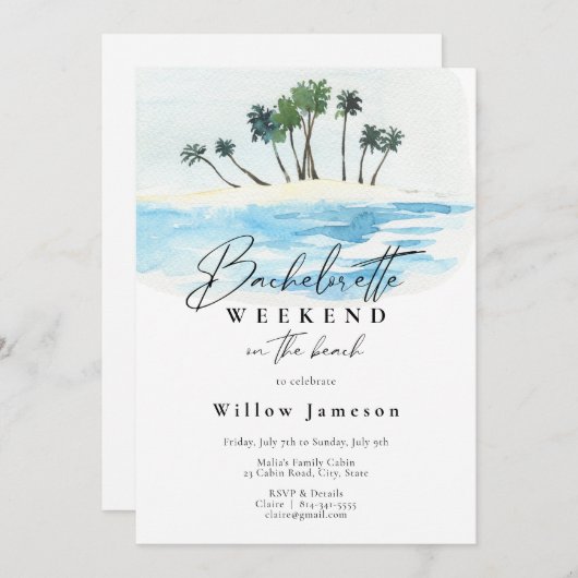 Bachelorette Weekend op de Beach Uitnodiging (Voorkant / Achterkant)