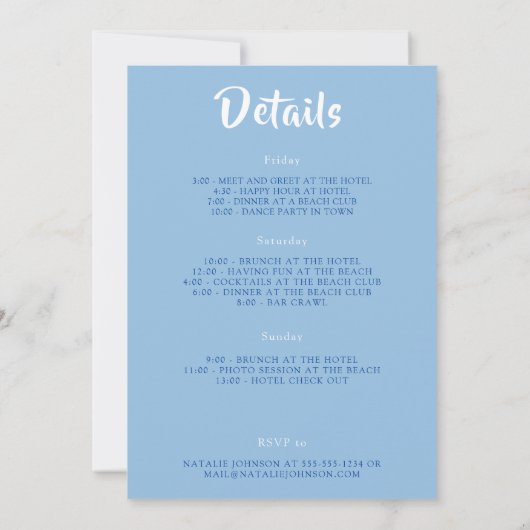 Bachelorette Weekend op het strand gepersonaliseer Kaart (Achterkant)