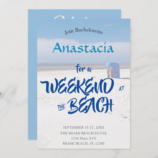 Bachelorette Weekend op het strand gepersonaliseer Kaart (Voorkant / Achterkant)