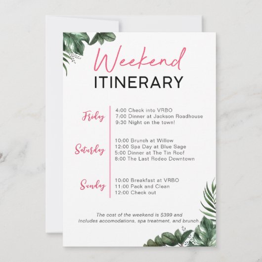 Bachelorette Weekend Palm Beach uitnodiging (Achterkant)