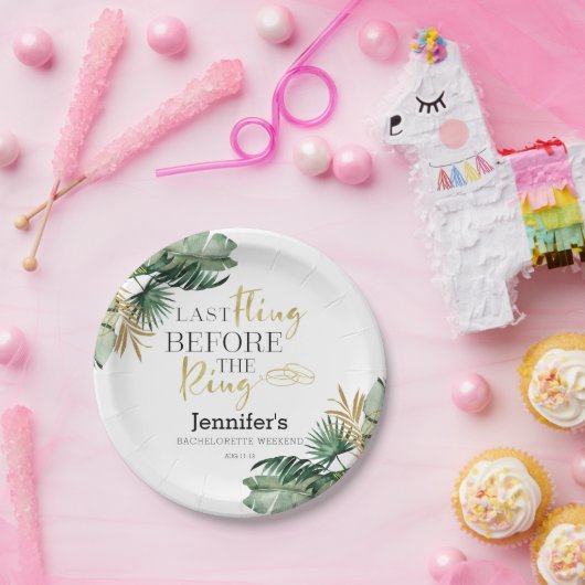 Bachelorette Weekend Papieren Borden | Tropische R Papieren Bordje (Feest)