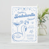 Bachelorette Weekend Party Blauw Kaart (Staand voorkant)