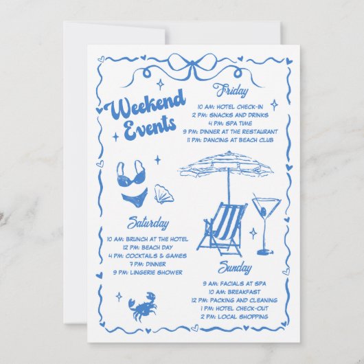 Bachelorette Weekend Party Blauw Kaart (Achterkant)