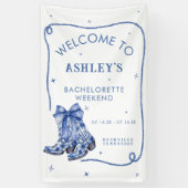 Bachelorette Weekend Party Blauw Welkomstbord Spandoek (Verticaal)