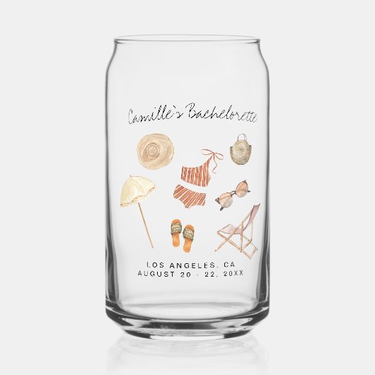 Bachelorette Weekend Party Favor Personalized Shot Blikvorm Glas (Voorkant)