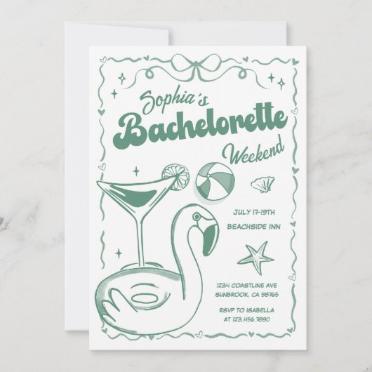 Bachelorette Weekend Party Groen Kaart (Voorkant)