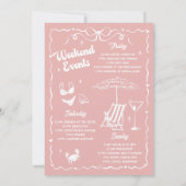 Bachelorette Weekend Party Roze Kaart (Achterkant)