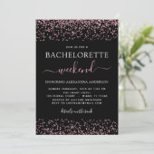 Bachelorette Weekend Party Roze Rose Gold Glitter Kaart (Staand voorkant)