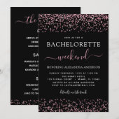 Bachelorette Weekend Party Roze Rose Gold Glitter Kaart (Voorkant / Achterkant)