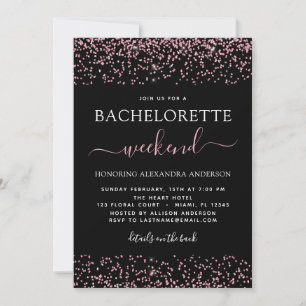 Bachelorette Weekend Party Roze Rose Gold Glitter Kaart