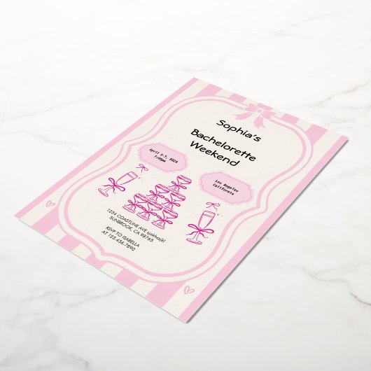 Bachelorette Weekend Party Roze uitnodiging (Gedraaid)