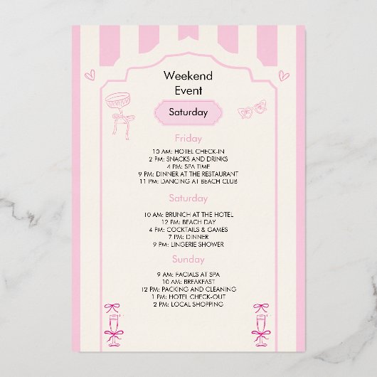 Bachelorette Weekend Party Roze uitnodiging (Achterkant)