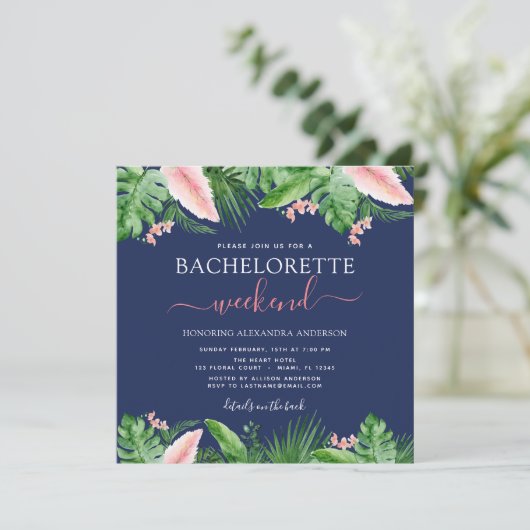 Bachelorette Weekend Party tropische palmen Kaart (Staand voorkant)