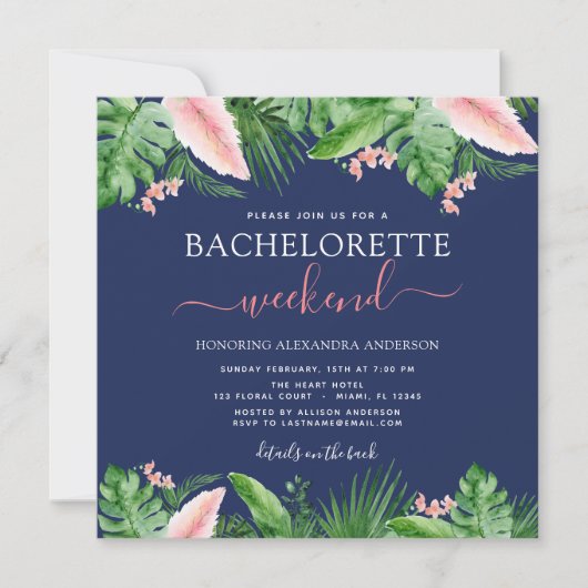 Bachelorette Weekend Party tropische palmen Kaart (Voorkant)
