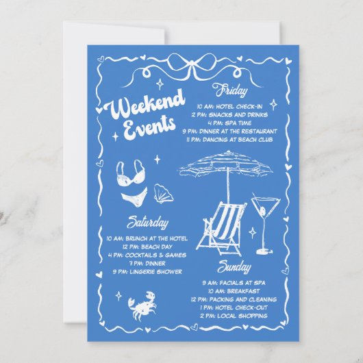 Bachelorette Weekend Pool Party Blauw Kaart (Achterkant)