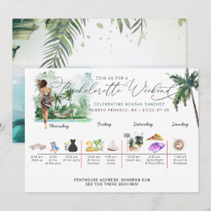 Bachelorette Weekend Reisplan Tropische Palm Kaart
