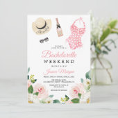 Bachelorette Weekend-reisroute Airy Blush Invitati Kaart (Staand voorkant)