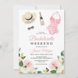Bachelorette Weekend-reisroute Airy Blush Invitati Kaart