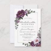 Bachelorette Weekend reisroute Paarse uitnodiging (Voorkant)